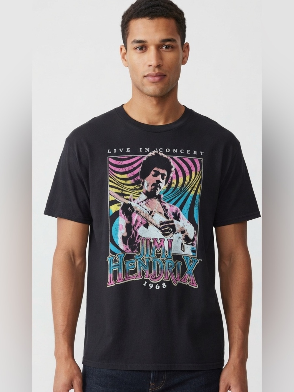 Jimi Hendrix Black Graphic Concert T-Shirt Size 2X